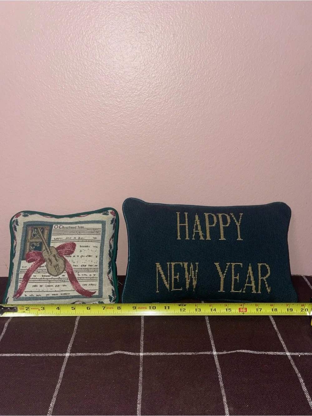 Merry Christmas Decorative Pillow - Green and Gold Holiday Accent